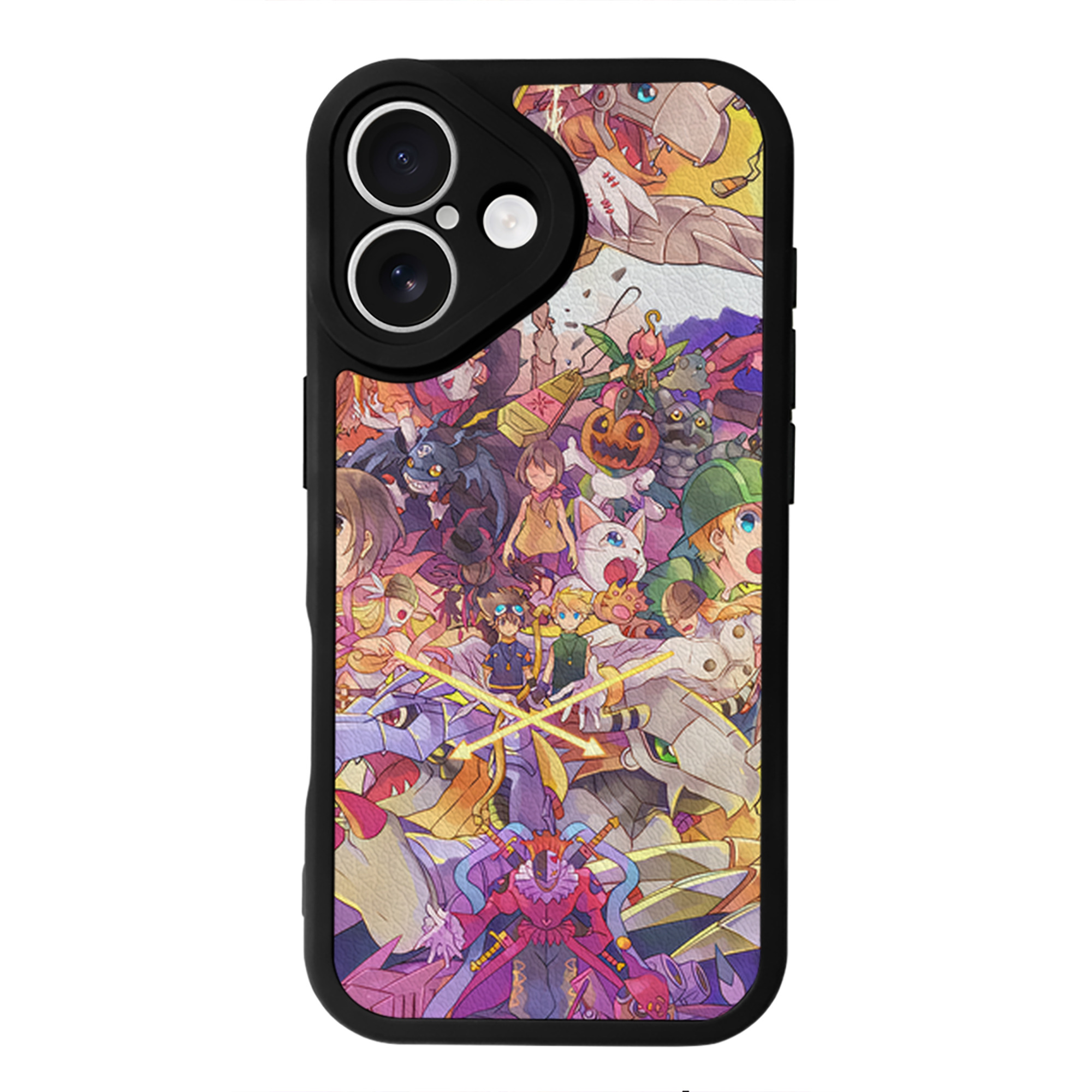 （画像用） Digimon デジタルモンスター/デジモン 【iPhone 16シリーズ対応】シリコンスマホケース（レザー調） 材質：シリコン